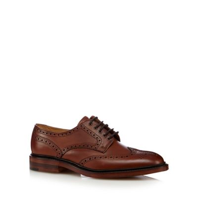 Loake Big and tall brown leather metal eyelet lace up brogues
